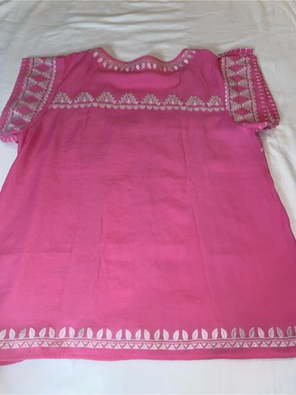 Embroidered Pink Women’s Short-Sleeve Top - Picture 2 of 2